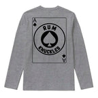 RUM KNUCKLES ACE OF SPADES Long Sleeve Tee - Heather Grey - back