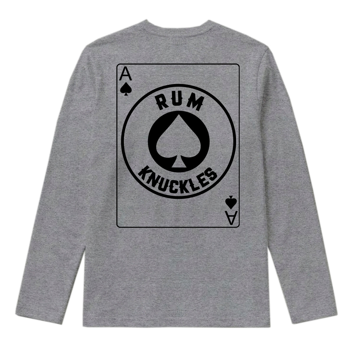 RUM KNUCKLES ACE OF SPADES Long Sleeve Tee - Heather Grey - back