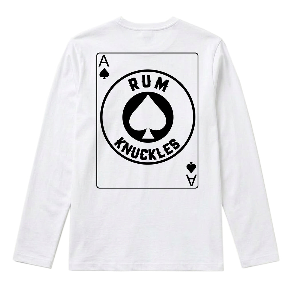 RUM KNUCKLES ACE OF SPADES Long Sleeve Tee - White - back