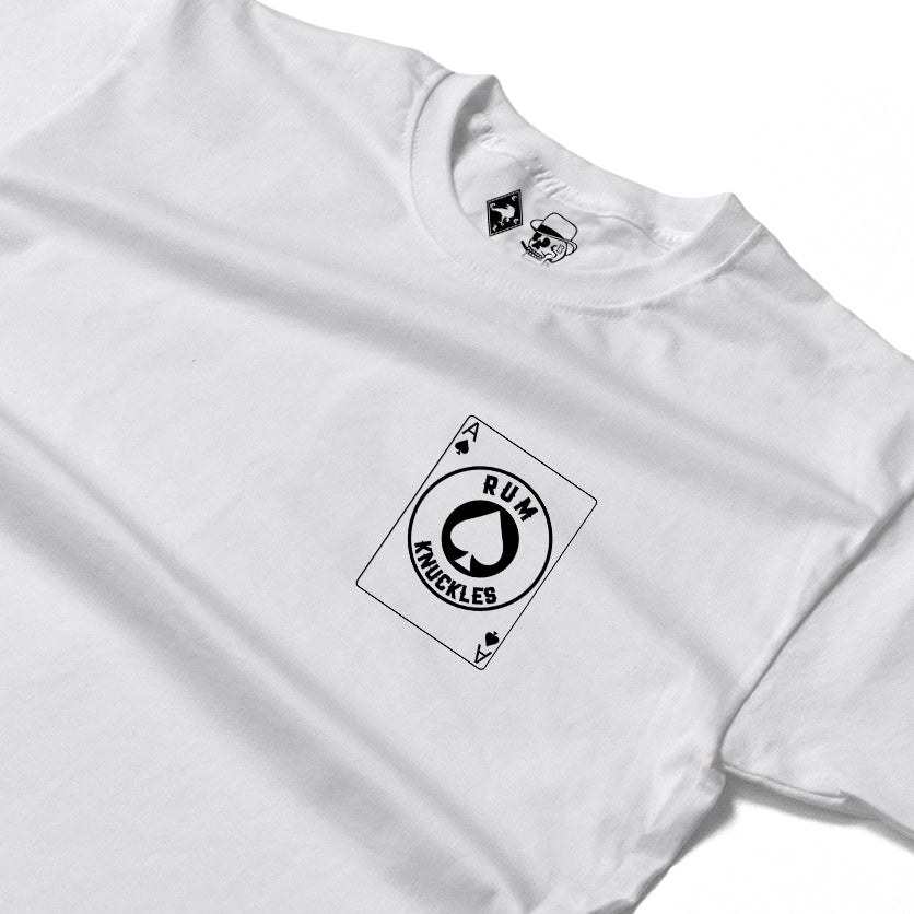 RUM KNUCKLES ACE OF SPADES Long Sleeve Tee - White - detail