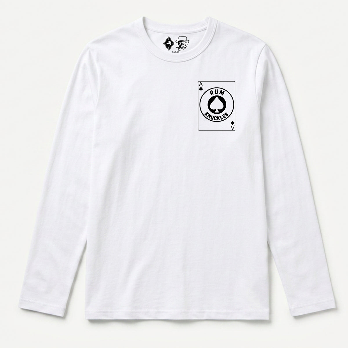 RUM KNUCKLES ACE OF SPADES Long Sleeve Tee - White - front