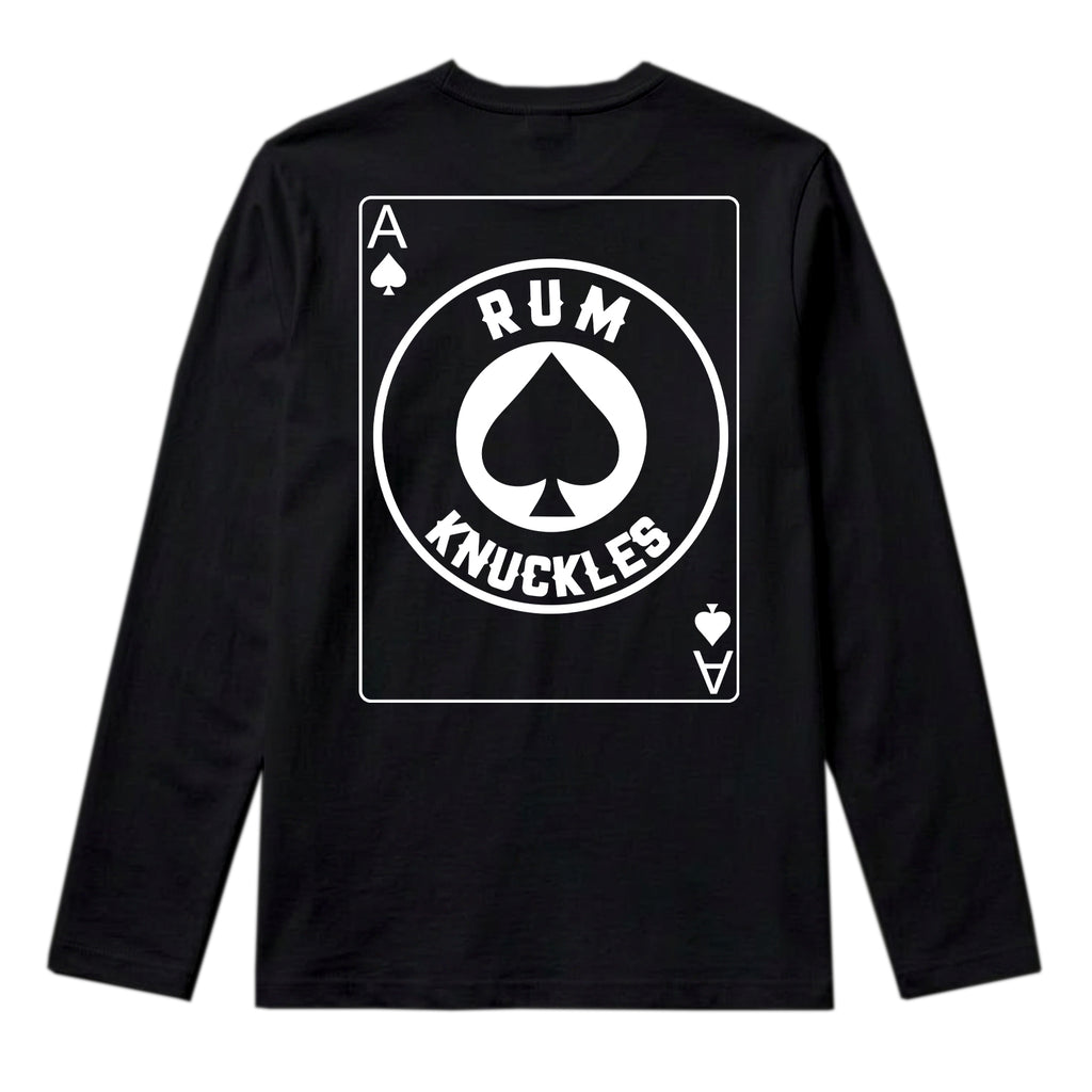 RUM KNUCKLES ACE OF SPADES Long Sleeve Tee - Black - back