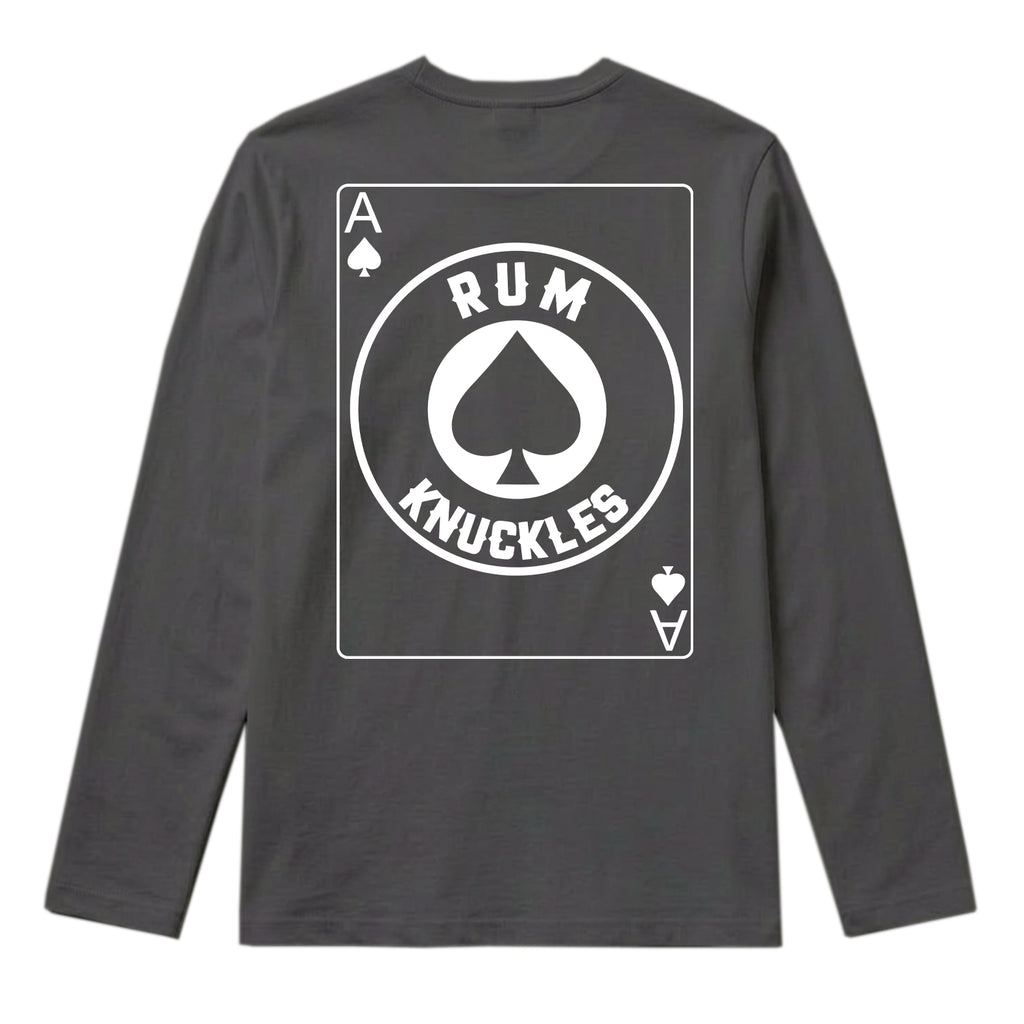 RUM KNUCKLES ACE OF SPADES Long Sleeve Tee - Charcoal - back
