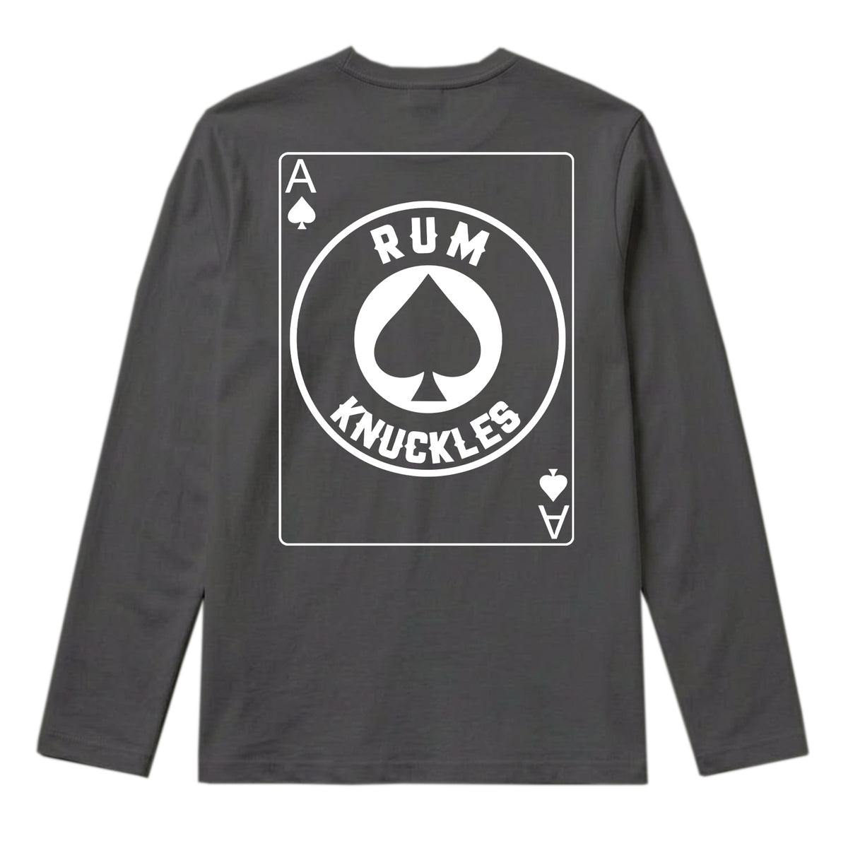 RUM KNUCKLES ACE OF SPADES Long Sleeve Tee - Charcoal - back
