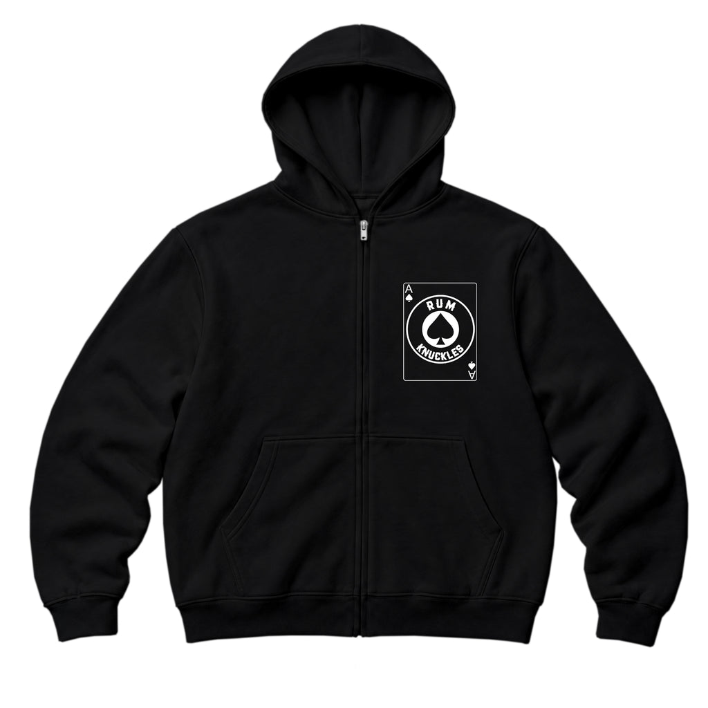 RUM KNUCKLES ACE OF SPADES Zip Hoodie - Black - front