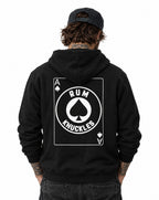 RUM KNUCKLES ACE OF SPADES Zip Hoodie - Black - model back