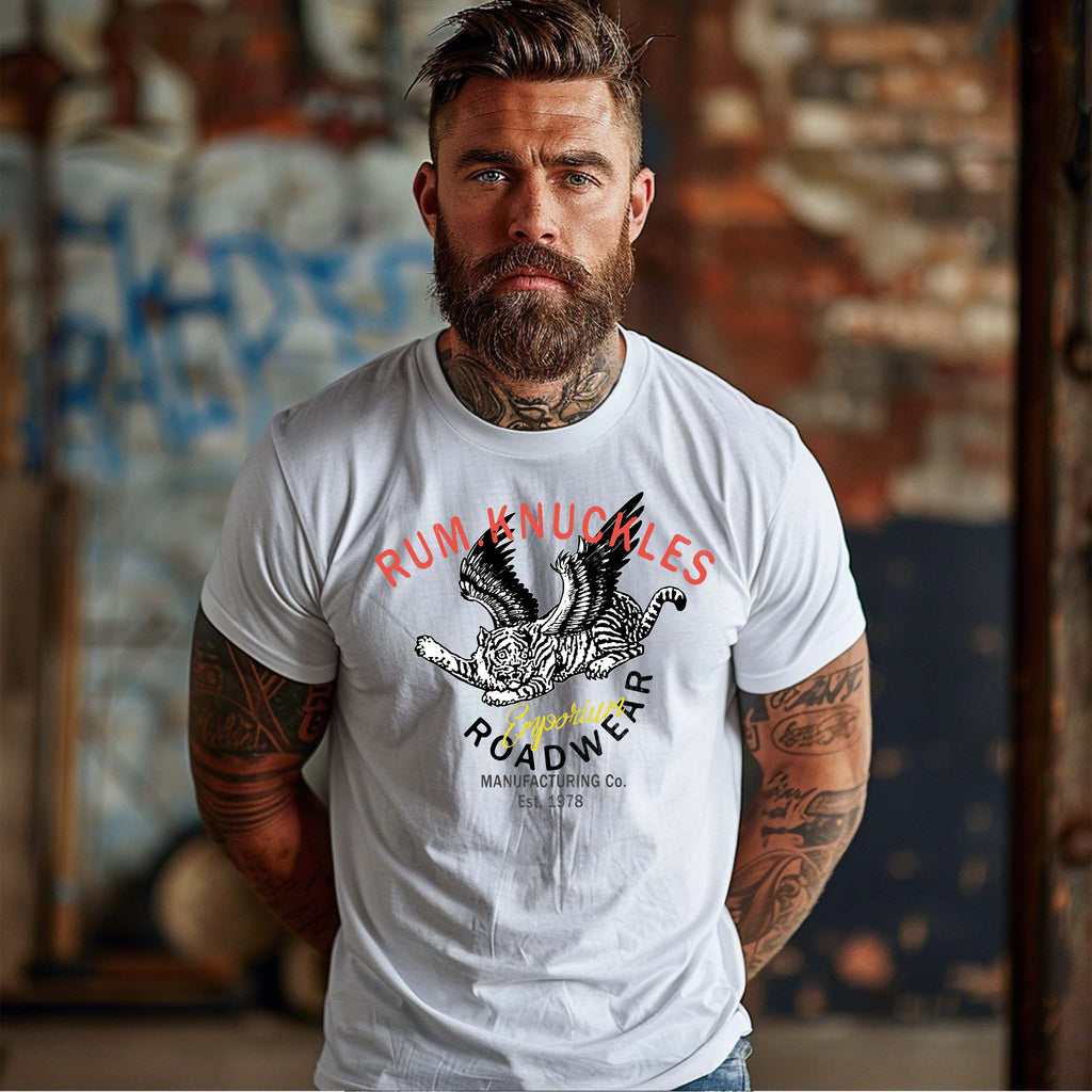 RUM KNUCKLES FLYING TIGER T-SHIRT White