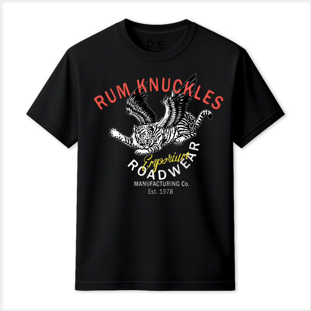 RUM KNUCKLES FLYING TIGER T-SHIRT Black