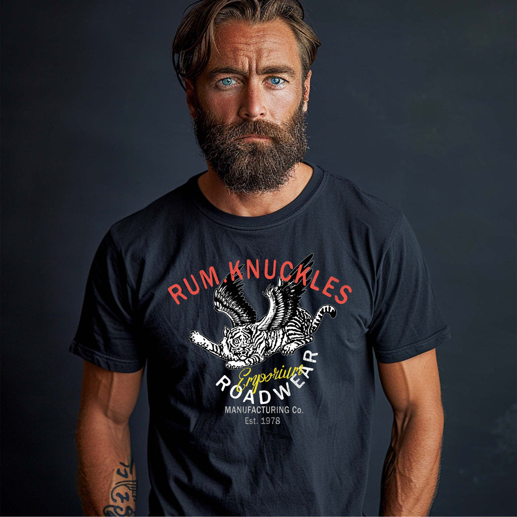 RUM KNUCKLES FLYING TIGER T-SHIRT Black
