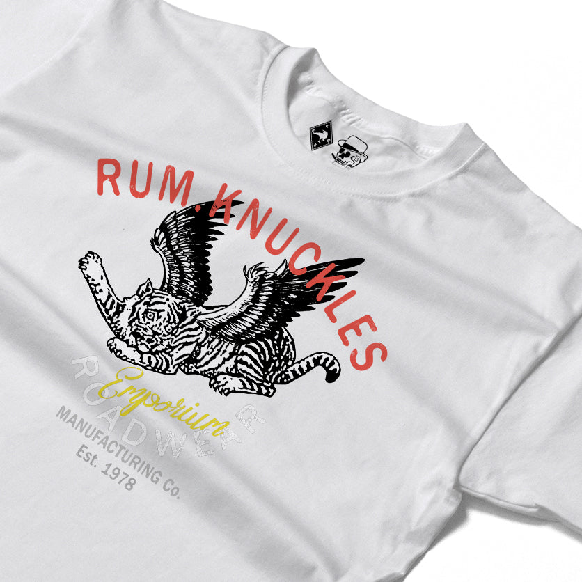 RUM KNUCKLES FLYING TIGER Long Sleeve Tee - White - detail