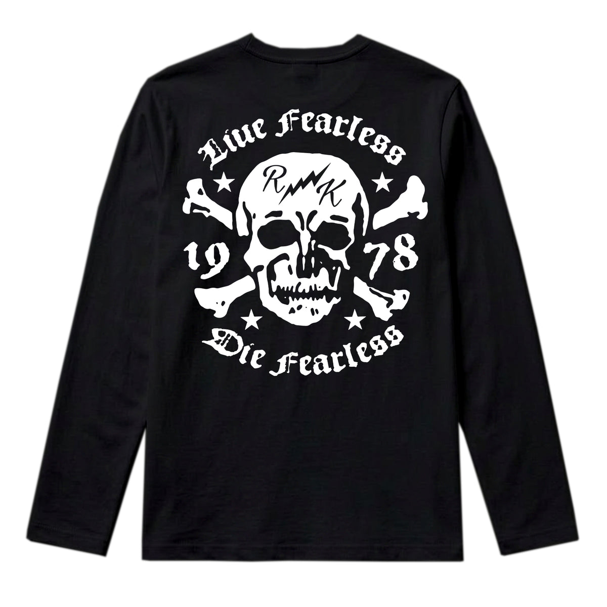 RUM KNUCKLES LIVE FEARLESS Long Sleeve Tee - Black - back