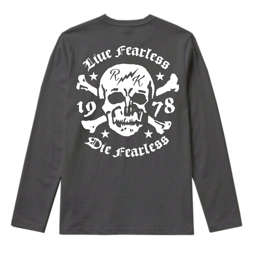 RUM KNUCKLES LIVE FEARLESS Long Sleeve Tee - Charcoal - back