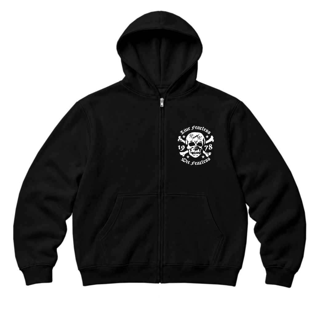 RUM KNUCKLES LIVE FEARLESS Zip Hoodie - Black - front