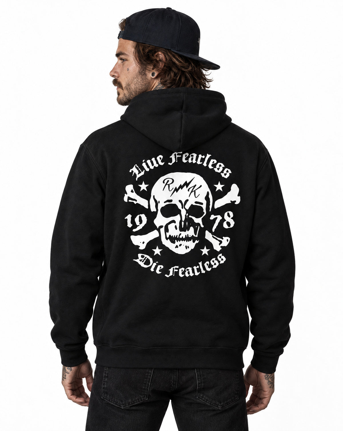 RUM KNUCKLES LIVE FEARLESS Zip Hoodie - Black - model back