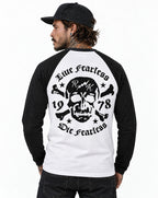 RUM KNUCKLES LIVE FEARLESS Baseball Tee - White/Black - model back