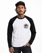 RUM KNUCKLES LIVE FEARLESS Baseball Tee - White/Black - model front