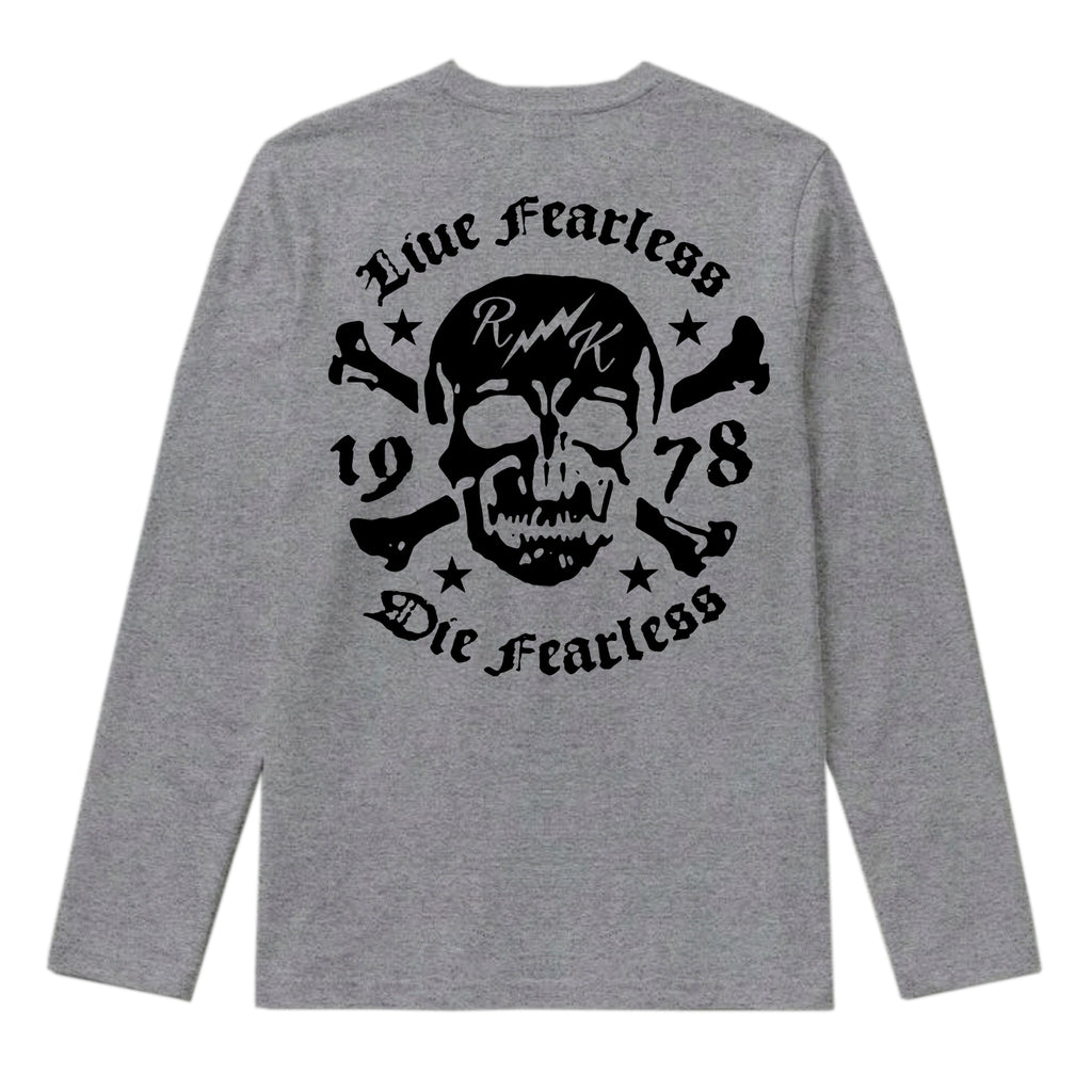 RUM KNUCKLES LIVE FEARLESS Long Sleeve Tee - Heather Grey - back
