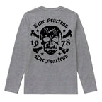 RUM KNUCKLES LIVE FEARLESS Long Sleeve Tee - Heather Grey - back