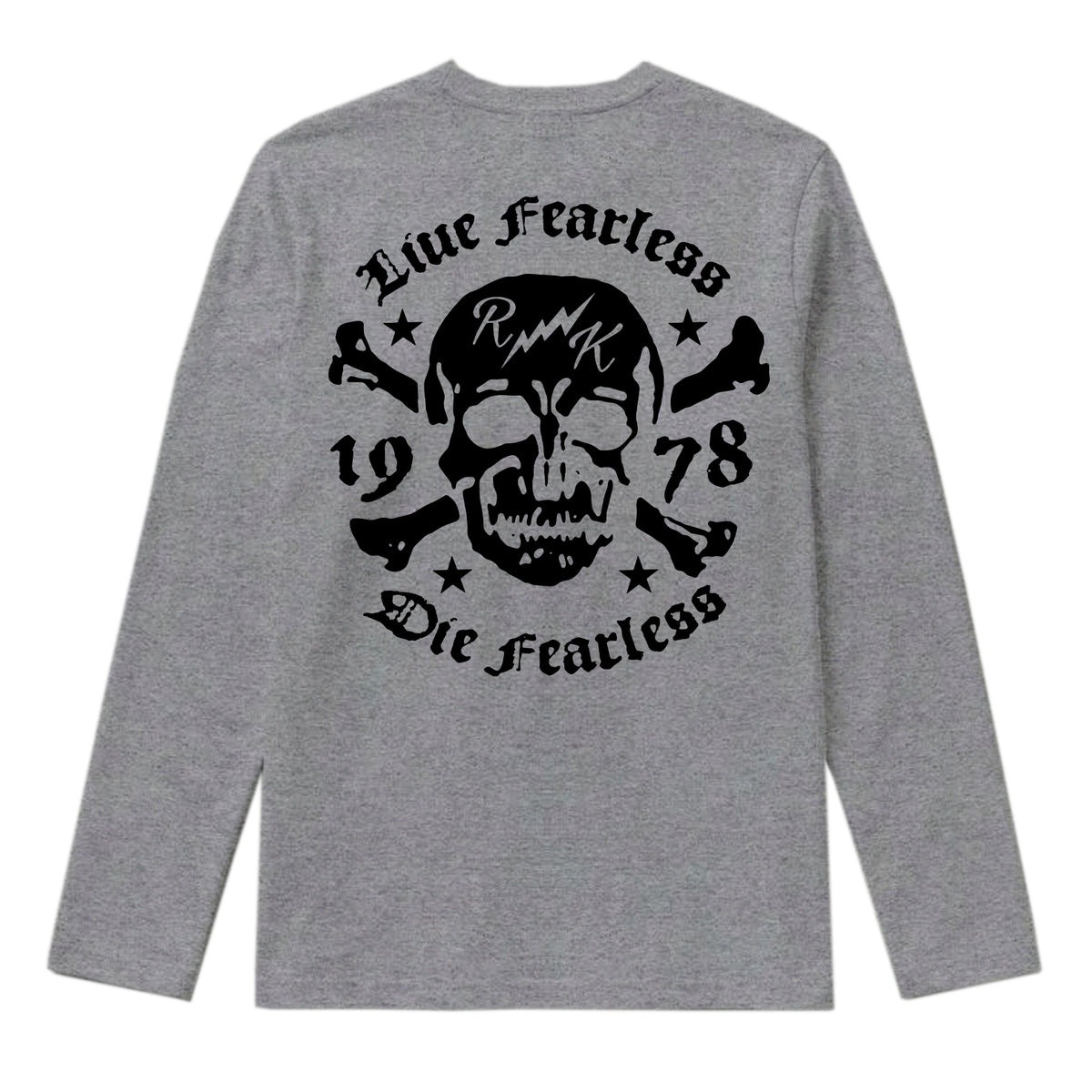 RUM KNUCKLES LIVE FEARLESS Long Sleeve Tee - Heather Grey - back