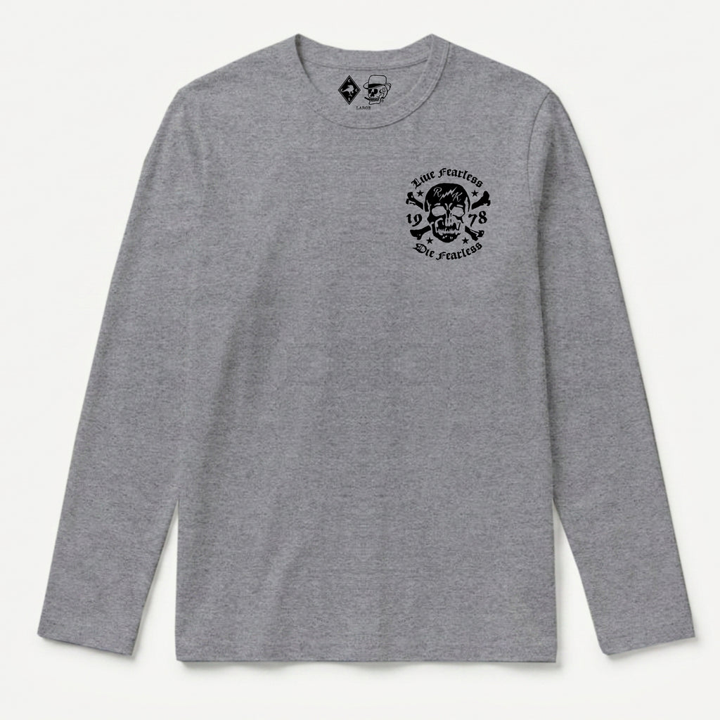 RUM KNUCKLES LIVE FEARLESS Long Sleeve Tee - Heather Grey - front