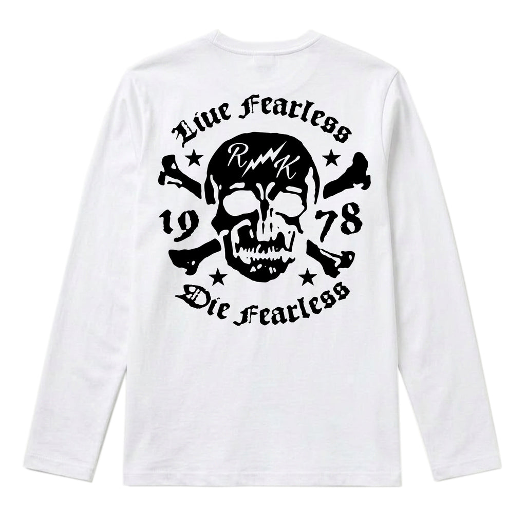 RUM KNUCKLES LIVE FEARLESS Long Sleeve Tee - White - back