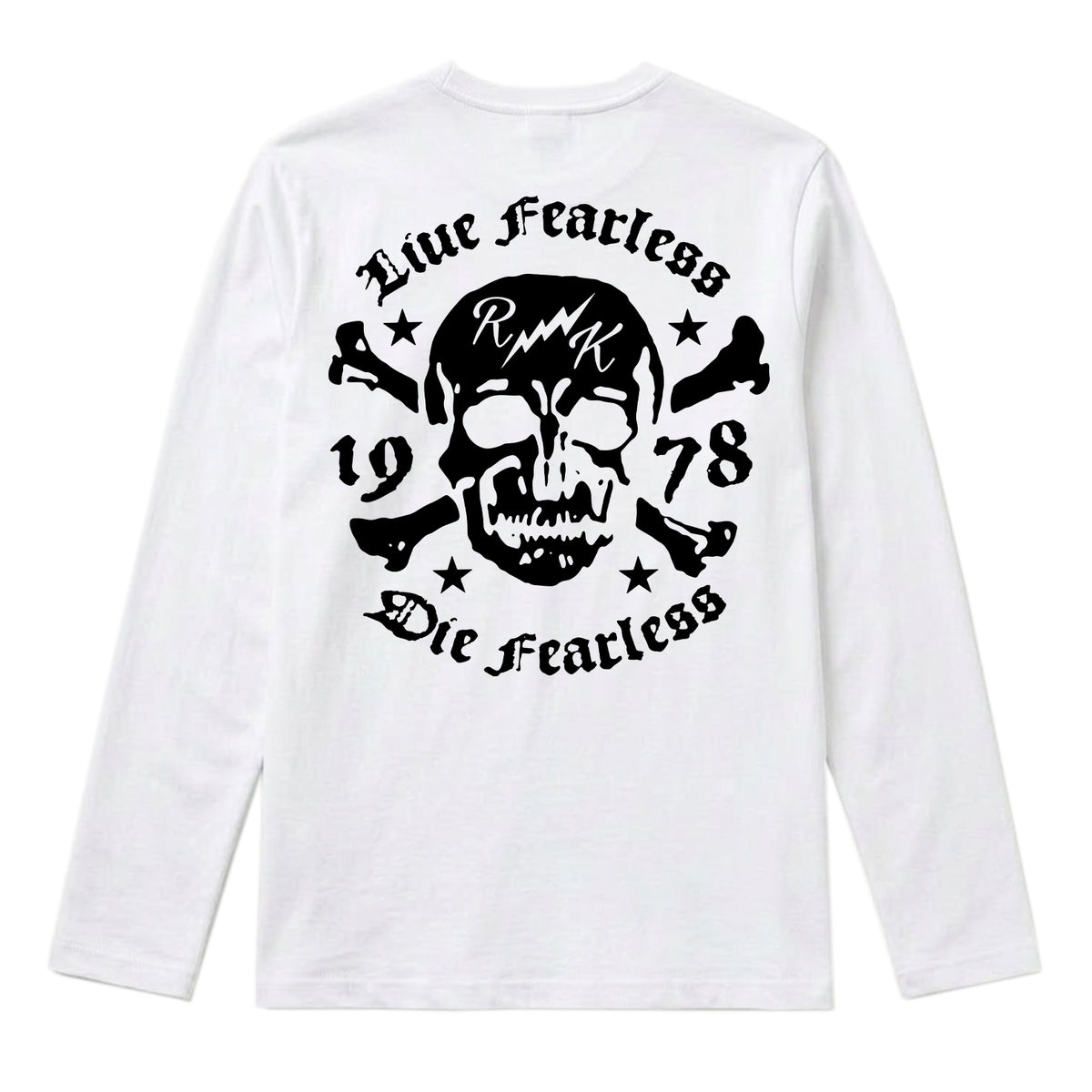 RUM KNUCKLES LIVE FEARLESS Long Sleeve Tee - White - back