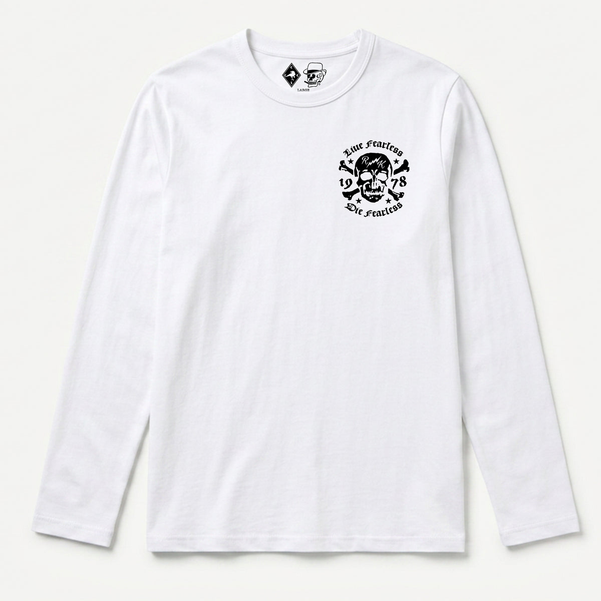 RUM KNUCKLES LIVE FEARLESS Long Sleeve Tee - White - front
