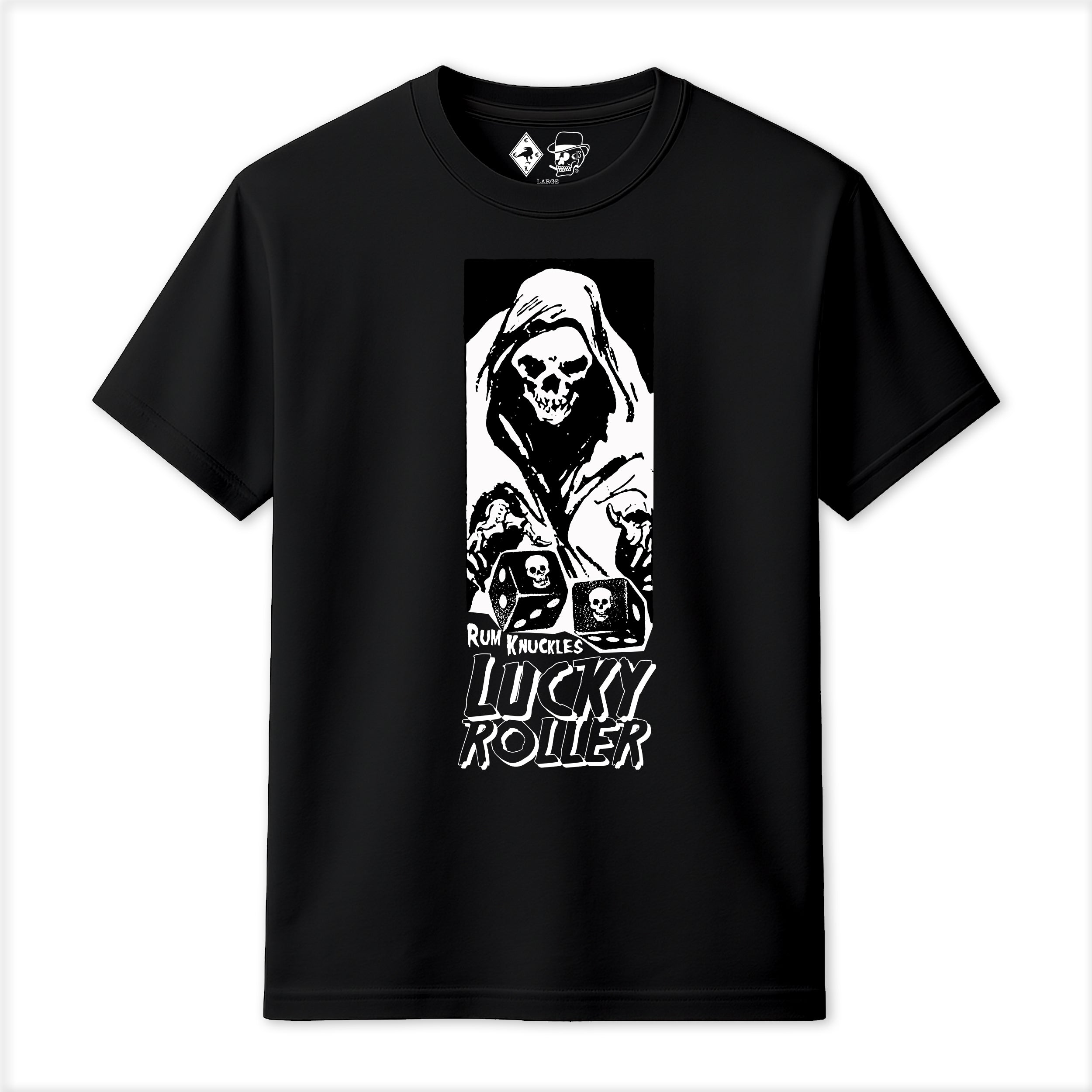 RUM KNUCKLES LUCKY ROLLER T-SHIRT Black