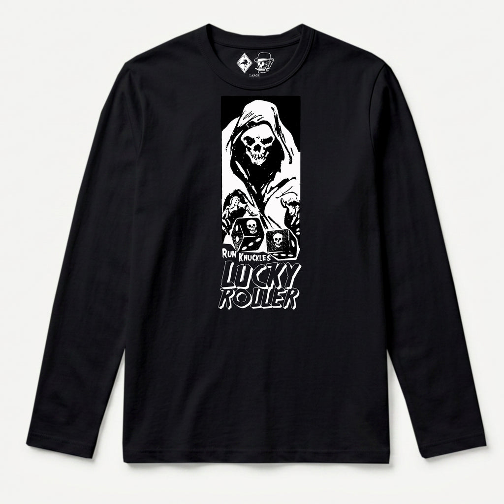 RUM KNUCKLES LUCKY ROLLER Long Sleeve Tee - Black - front
