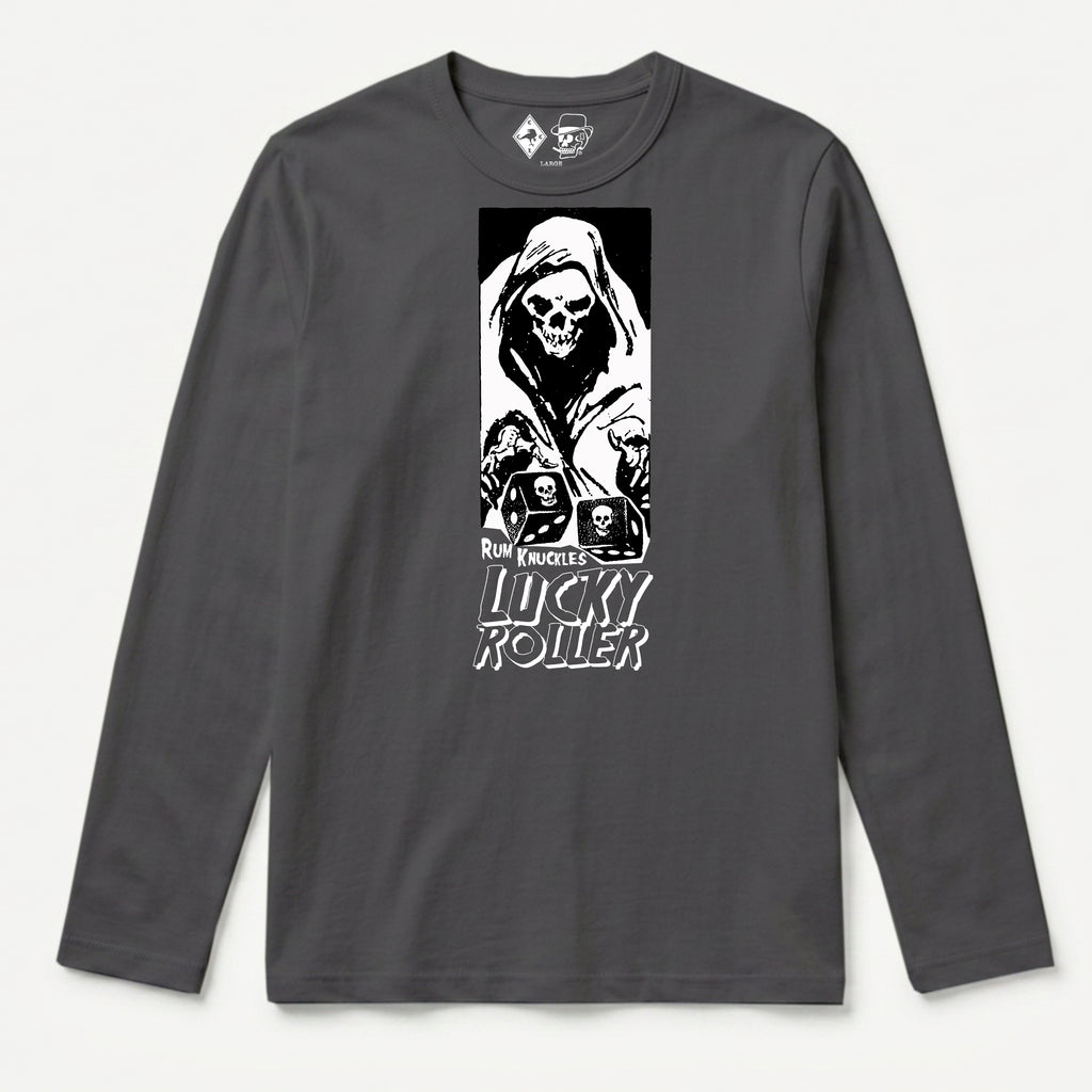 RUM KNUCKLES LUCKY ROLLER Long Sleeve Tee - Charcoal - front
