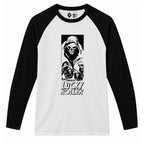 RUM KNUCKLES LUCKY ROLLER Baseball Tee - White/Black - front