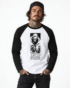 RUM KNUCKLES LUCKY ROLLER Baseball Tee - White/Black - model front