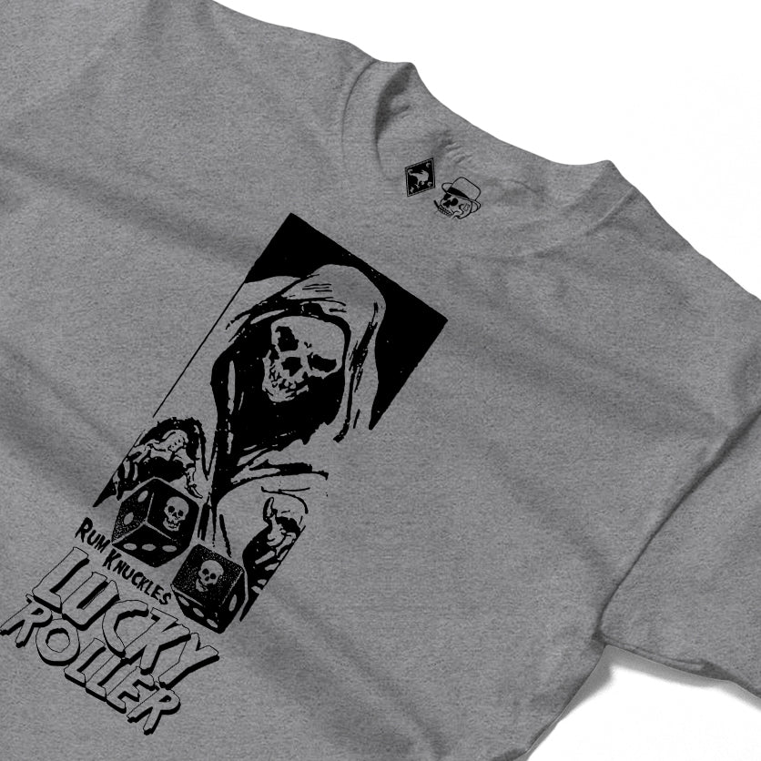 RUM KNUCKLES LUCKY ROLLER Long Sleeve Tee - Heather Grey - detail