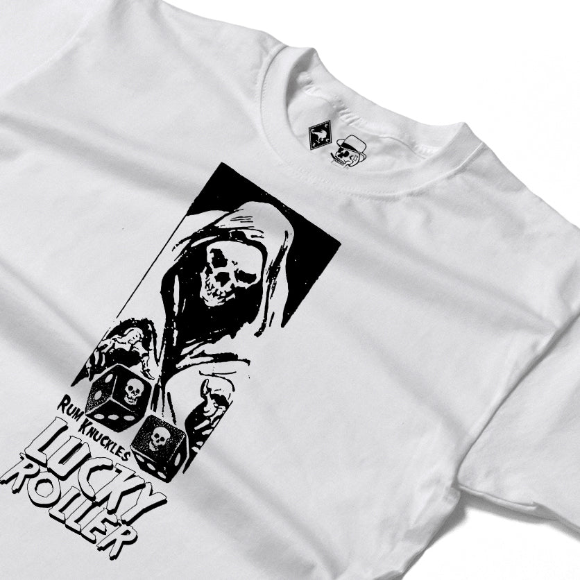 RUM KNUCKLES LUCKY ROLLER Long Sleeve Tee - White - detail