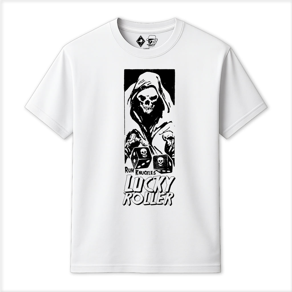 RUM KNUCKLES LUCKY ROLLER T-SHIRT White