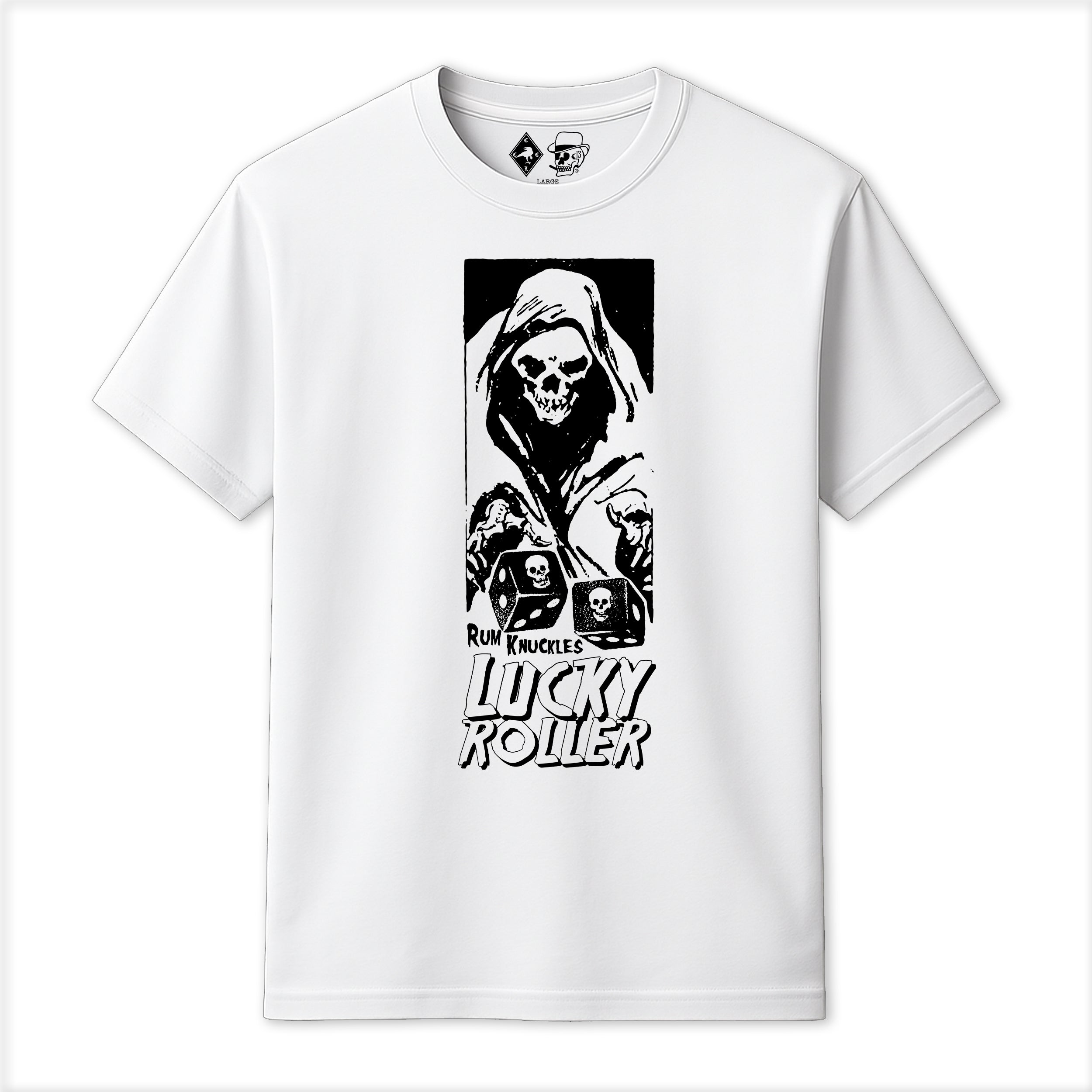RUM KNUCKLES LUCKY ROLLER T-SHIRT White
