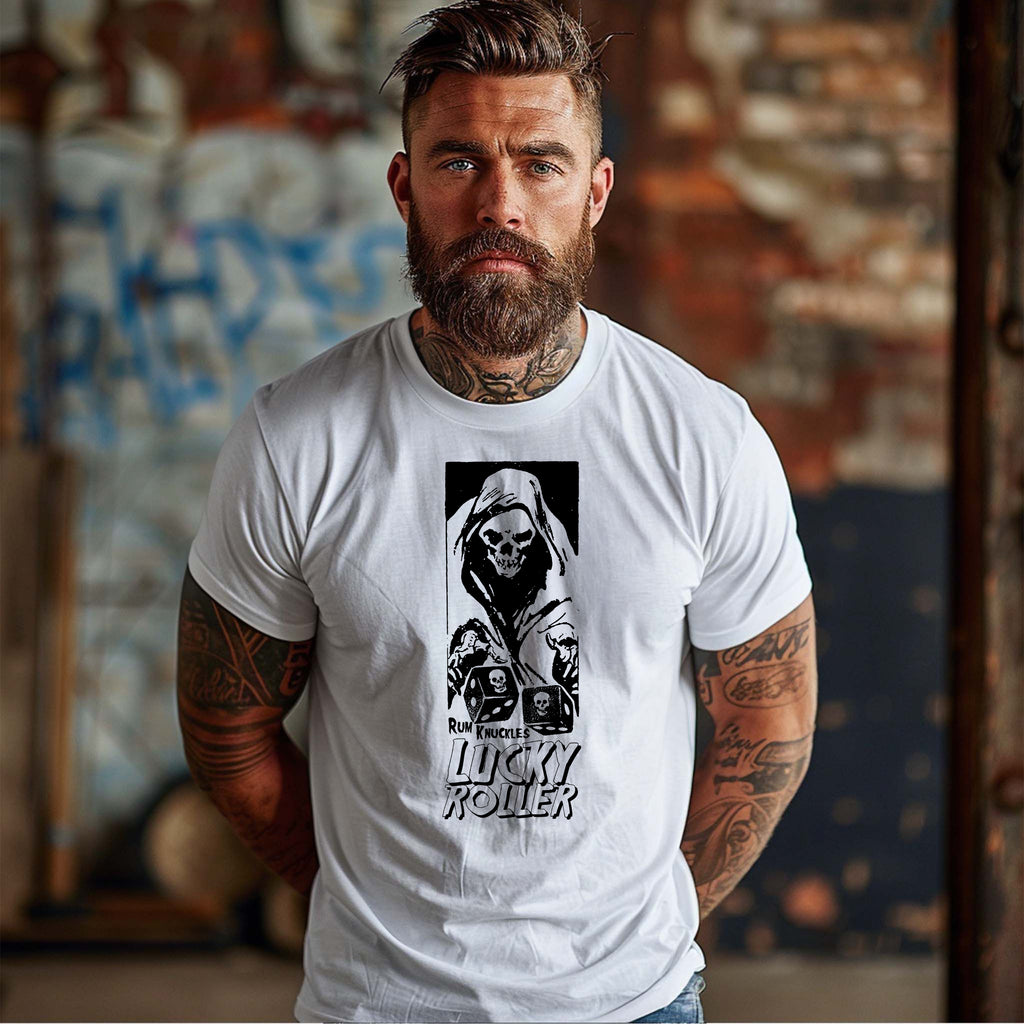 RUM KNUCKLES LUCKY ROLLER T-SHIRT White