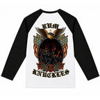 RUM KNUCKLES RK EAGLE BIKER Baseball Tee - White/Black - back
