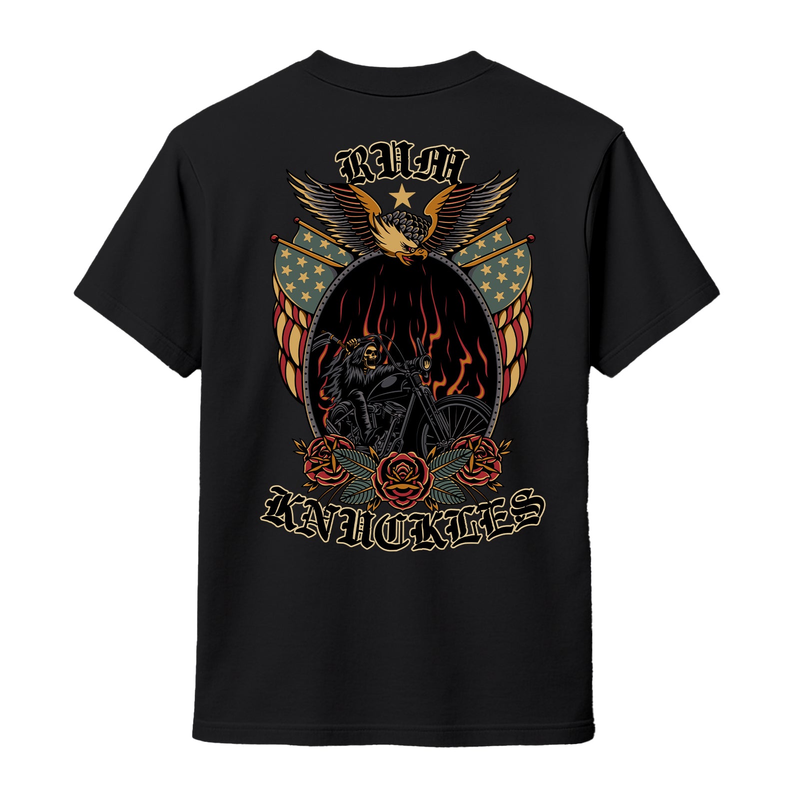 RUM KNUCKLES RK EAGLE BIKER T-SHIRT Black