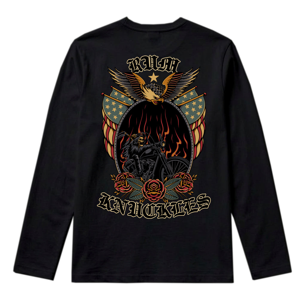 RUM KNUCKLES RK EAGLE BIKER Long Sleeve Tee - Black - back