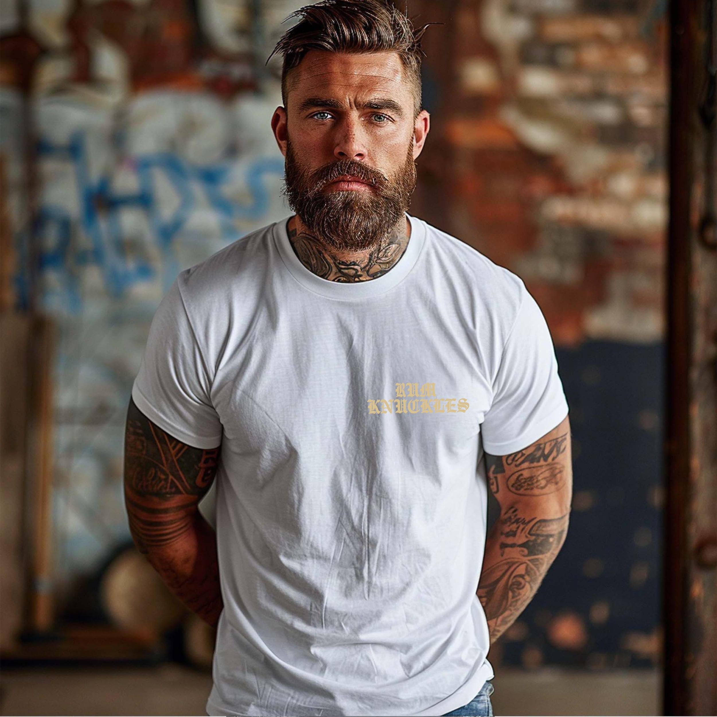 RUM KNUCKLES RK EAGLE BIKER T-SHIRT White