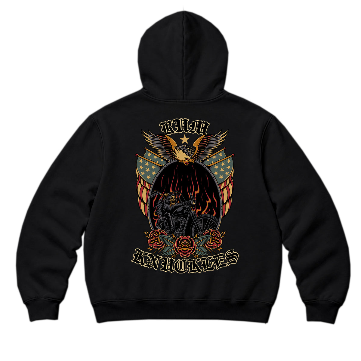 RUM KNUCKLES RK EAGLE BIKER Zip Hoodie - Black - back