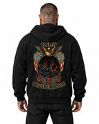 RUM KNUCKLES RK EAGLE BIKER Zip Hoodie - Black - model back