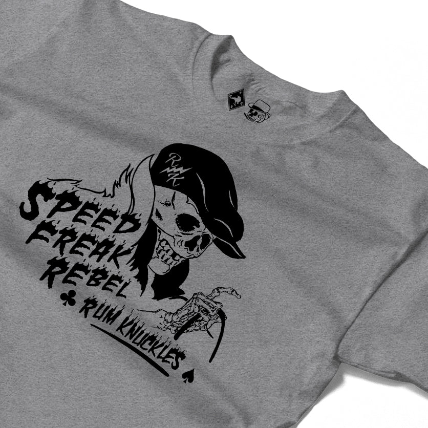 RUM KNUCKLES SPEED FREAK Long Sleeve Tee - Heather Grey - detail