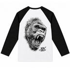 RUM KNUCKLES GORILLA TACTICS Baseball Tee - White/Black - back