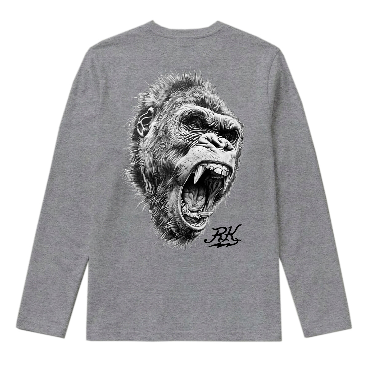 RUM KNUCKLES GORILLA TACTICS Long Sleeve Tee - Heather Grey - back