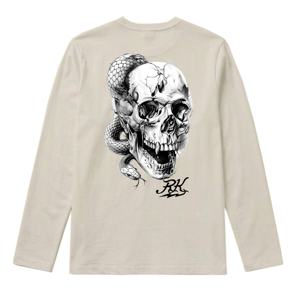 RUM KNUCKLES SKULL SNAKE Long Sleeve Tee - Ecru - back