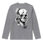 RUM KNUCKLES SKULL SNAKE Long Sleeve Tee - Heather Grey - back