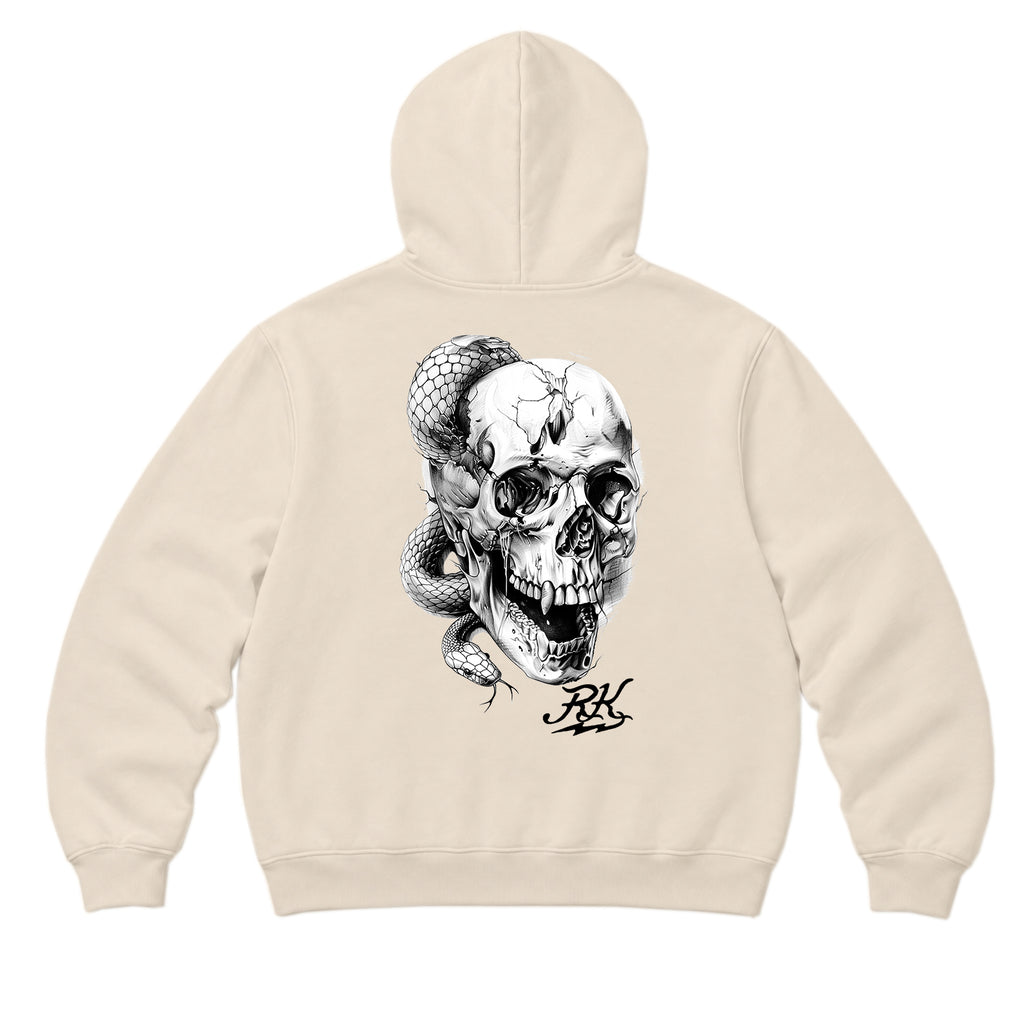 RUM KNUCKLES SKULL SNAKE Zip Hoodie - Ecru - back