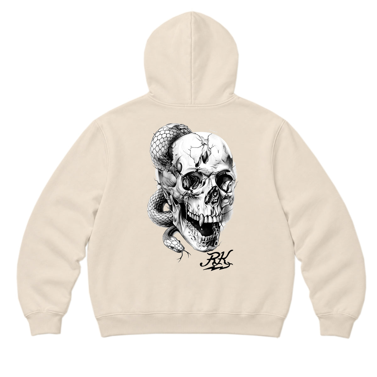 RUM KNUCKLES SKULL SNAKE Zip Hoodie - Ecru - back
